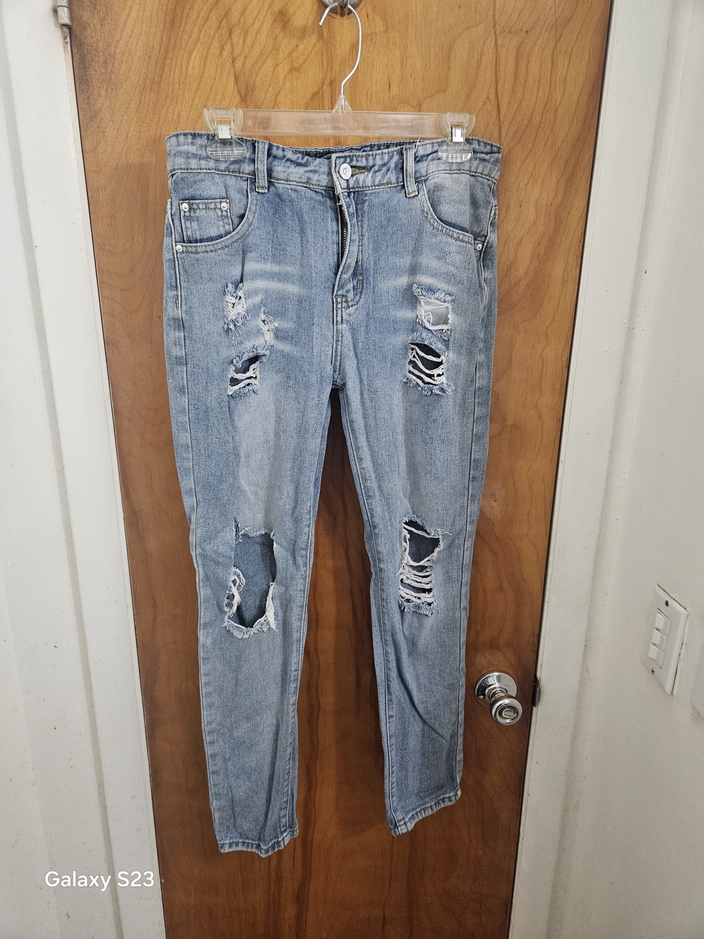 Teenage Boys Light Blue Distressed  Jeans - Ripped Slim Fit
